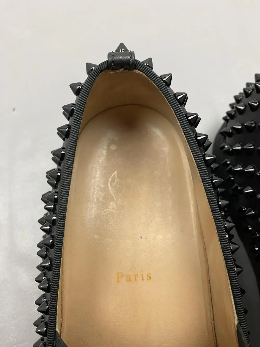 Christian Louboutin Roller-Boat Shoes Mens 13 EU 46 Black Leather Spiked Casual
